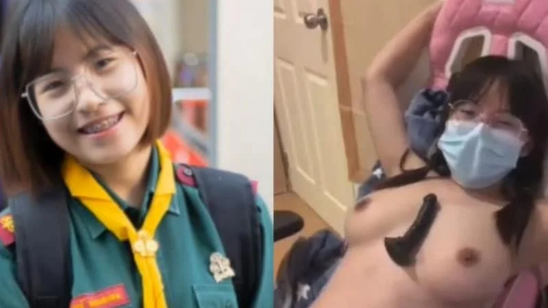 คลิปหลุด เด็ก ม.3 เนตรนารี นมมหาลัย ไลฟ์สดในกลุ่มลับ เอาควยปลอมยัดหีครางเสียว