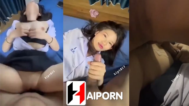 คลิปโป๊ ตั้งกล้องเย็ด คาชุดนักเรียน สาวหน้าสวย แฟนเย็ดโคตรน่ารัก อมควยใหญ่ โดนเย็ดคาชุดฟินๆ น้ำแตกใส่โหนกหี